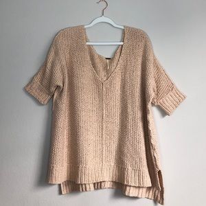 Free People Oversized Knit Sweater in Powder Pink